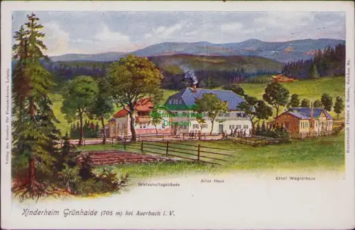 192645 AK Kinderheim Grünhaide bei Auerbach i. V. 1921 Ernst Wagnerhaus Altes Ha