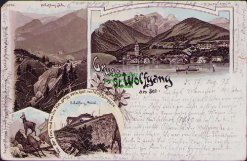 168692 AK St.Wolfgang am See Litho 1897 Wolfgangsee Schafberg Hotel  Verlag Mürz
