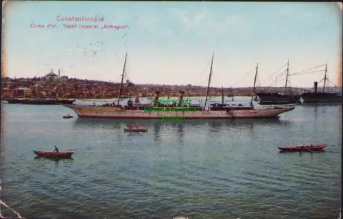 168648 AK Constantinople 1915 Corne d'or. Yacht Imperial Erthogrul Marineschiffs