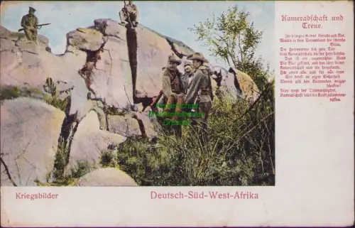 168651 AK Kriegsbilder Deutsch-Süd-West-Afrika 1906 Feldpost Gibeon Kameradschaf