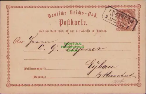 B23588 Ganzsache Auerbach im Vogtland 1873 nachverwendeter Sachsen Stempel