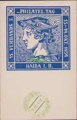 B23589 AK Haida 15. Verbandstag des Deutschen Philatelistenverbandes 1934 grüner