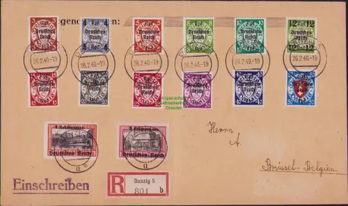 B23623 Brief Deutsches Reich DR 716-29 Satzbrief Danzig nach Brüssel Belgien  Um