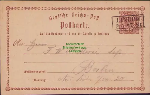 B23648 Ganzsache NDP 4 Lindow um 1869 nach Berlin Heimatsammlung Lindow