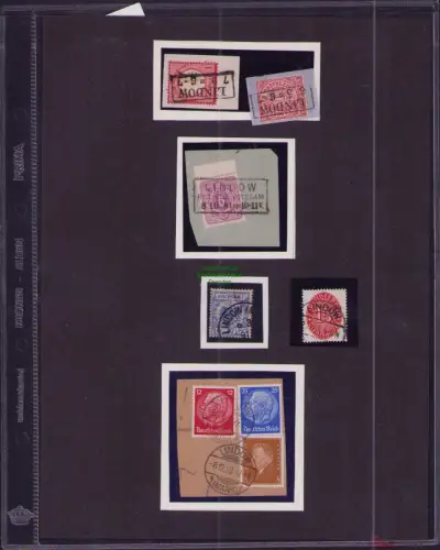 B23660 4 Briefstücke + 2 lose Marken Stempeldokumentation Lindow Mark Reg. Bez.