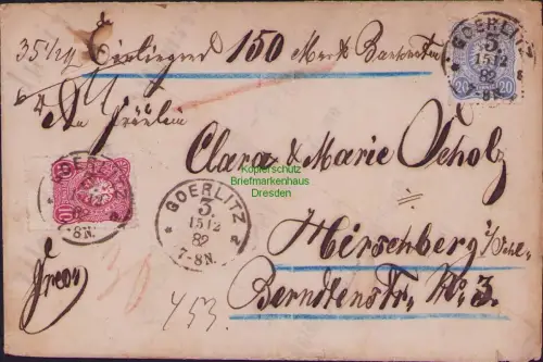 B23722 Brief Deutsches Reich 41, 42 1882 Goerlitz Einschreiben nach Hirschberg S