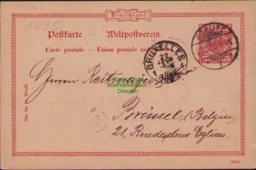 B23724 Ganzsache Deutsches Reich 1895 Goerlitz nach Brüssel Belgien