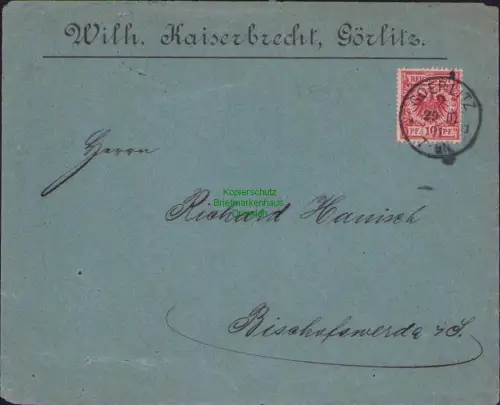 B23742 Brief Deutsches Reich 47 10 Pfennig 1891 Goerlitz nach Bischofswerda Abse