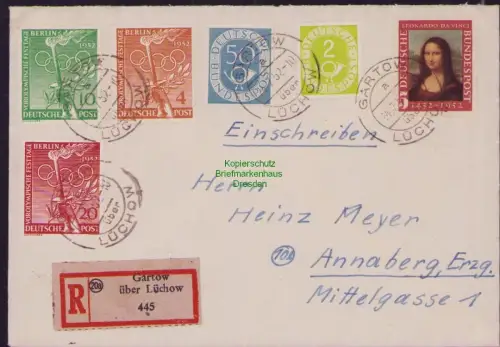 B23778 Brief WB Westberlin 88 - 90 Vorolympische Festtage + BRD Posthorn 1952 Ei