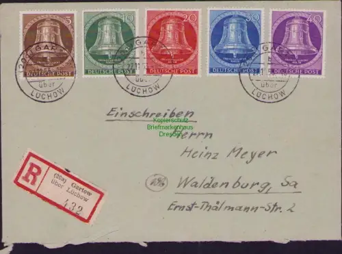 B23779 Brief WB Westberlin 101 - 105 Glocke mitte Einschreiben Gartow über Lücho