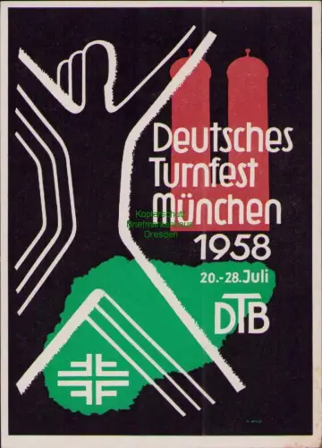 B23794 Gedenkblatt  BRD Deutsches Turnfest München 292 1958 DTB 150 Jahre Deutsc