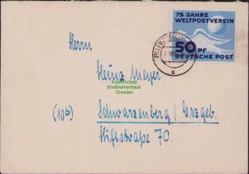 B23798 Brief DDR 242 EF Waldenburg 1949 nach Schwarzenberg Erzg. Überfrankiert