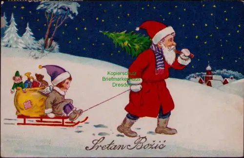 164962 AK Pretan Bozic Bereit für Weihnachten Kotor Montenegro 1931 nach Skopje