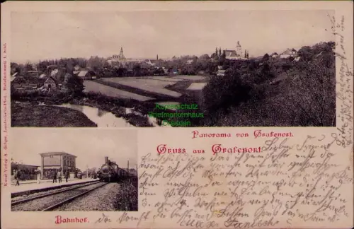 164930 AK Gorzanow Panorama von Grafenort 1901 Bahnhof Kunst Verlag A. Ginger, L