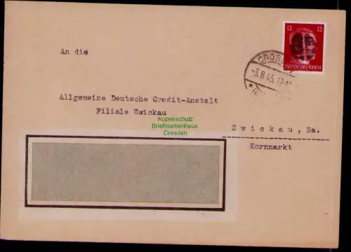 B23917 Brief SBZ Sächsische Schwärzung Hitler 12 Pfg. Crossen Mulde an Allgemein