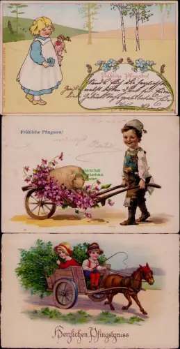 168849 3 AK Künstlerkarte Fröhliche Pfingsten! Pfingstgruss 1903 1936