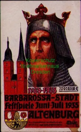 168805 Vignette 4,5 x 7,5 cm 1185-1935 750 JAHRE BARBAROSSA-STADT ALTENBURG Thür
