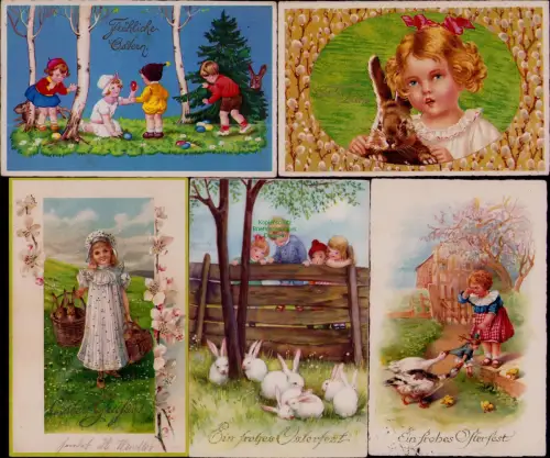 168863 5 AK Fröhliche Ostern Ein frohes Osterfest Künstlerkarten Osterei Weidenk