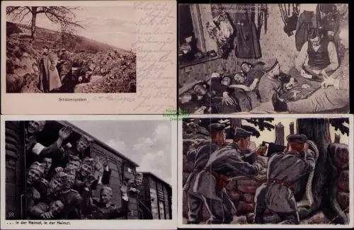 168816 4 AK Schützengraben ... in der Heimat Feldpost 1916Wehrmacht 1940 Unsere