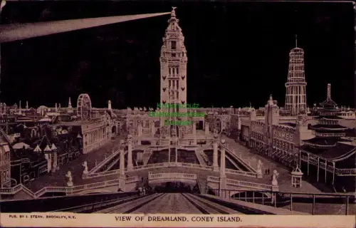 168874 AK VIEW OF DREAMLAND, CONEY ISLAND 1905 Brooklyn PUB. BY 1. STERN, BROOKL