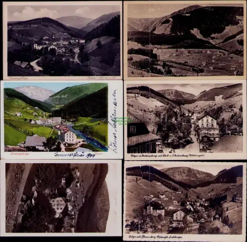 168924 6 AK Riesengebirge Sudetengau Petzer Blick n. d. Schneckoppe Sommerferien