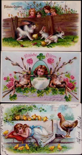 168861 3 AK Fröhliche Ostern Bremen 1906 Wernigerode 1904 Osterhase Weidenkätzch