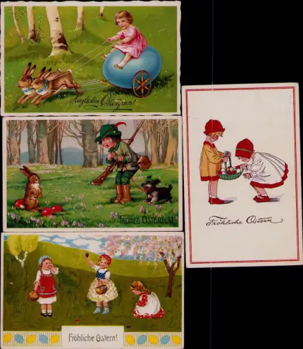 168864 4 AK Herzlichen Ostergruss Fröhliche Ostern ! FROHES OSTERFEST Osterhasen