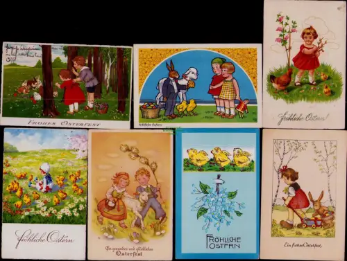 168862 7 AK FROHES OSTERFEST Fröhliche Ostern Kinde Osterhase Kücken Ostereier 1