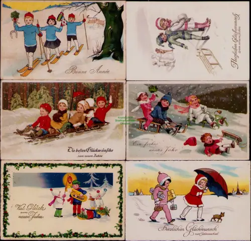 168866 6 AK Viel Glück  zum neuen Jahre Bonne Année Die beften Glückwünsche zum