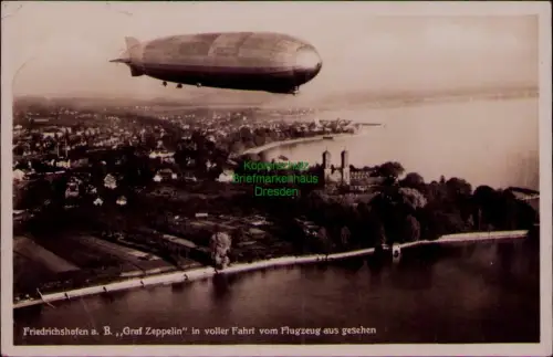 192790 AK Friedrichshafen a. B.,,Graf Zeppelin" in voller Fahrt vom Flugzeug aus