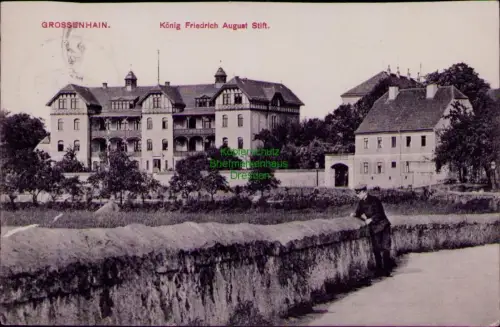 193408 AK Grossenhain 1909 König Friedrich August Stift.   geknickt, gr. Einr