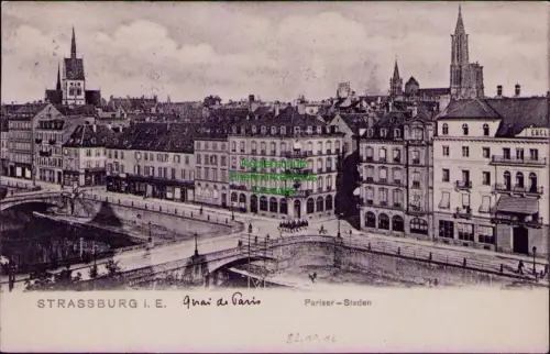 193489 AK STRASSBURG i. E. quai de Paris Pariser-Staden 1903 Elsass Straßbourg F