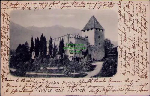 193529 AK Gruss aus Meran Südtirol Schloss Rubein 1899 nach Danzig