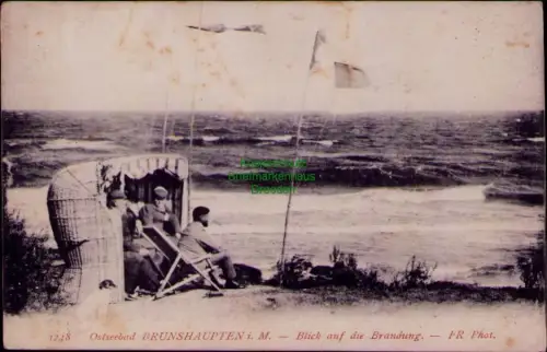 193555 AK Ostseebad BRUNSHAUPTEN i. M. um 1910 Blick auf die Brandung. FR. Phot.