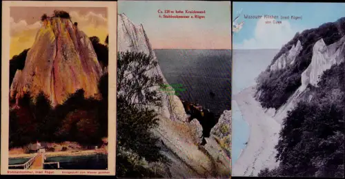 193561 3 AK Stubbenkammer Insel Rügen Königsstuhl vom Wasser gesehen Kreidewand