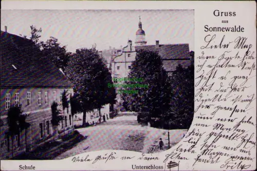 193562 AK Sonnewalde 1902 Schule Unterschloss