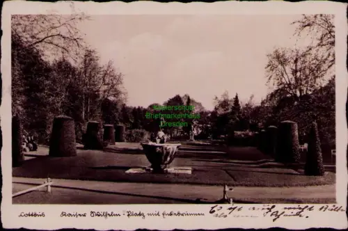 193565 AK Cottbus 1936 Kaiser Wilhelm Platz mit Entenbrunnen landpoststempel Sac