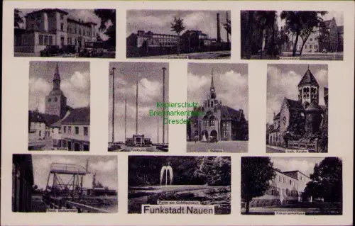 193568 AK Funkstadt Nauen! Um 1930 Bahnhof Zuckerfabrik Konicsplatz Kirche Funkt