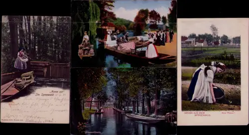 193570 4 AK Komm mit Im Spreewald 1906 Spreewaldpartie Beim Pflanzen 1927