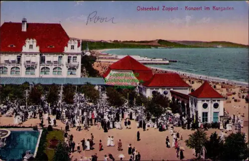185052 AK Ostseebad Zoppot Konzert im Kurgarten Danzig 1915 Feldpost  MSP 140