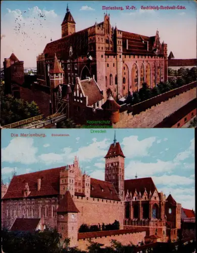 185072 2 AK Die Marienburg Südostecke 1917 W.-Pr. Hochschloß-Nordwest-Ecke 1915