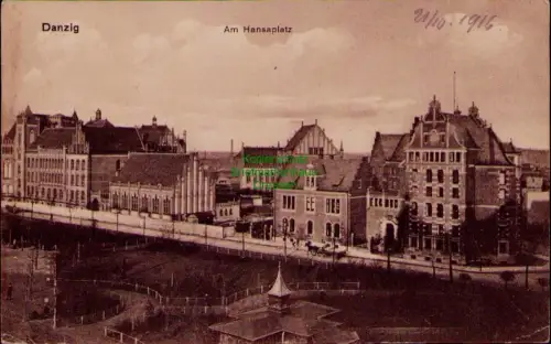 185028 AK Danzig 1916 Am Hansaplatz Neufahrwasser Feldpost