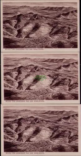 193703 3 AK REHAU UND UMGEBUNG AUS DER VOGELSCHAU 1925 1926 Steinwald 910mLuise