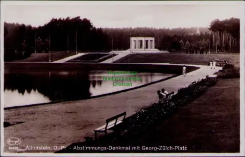 193939 AK Allenstein, O.-Pr. - Abstimmungs-Denkmal mit Georg-Zülch-Platz Fotokar