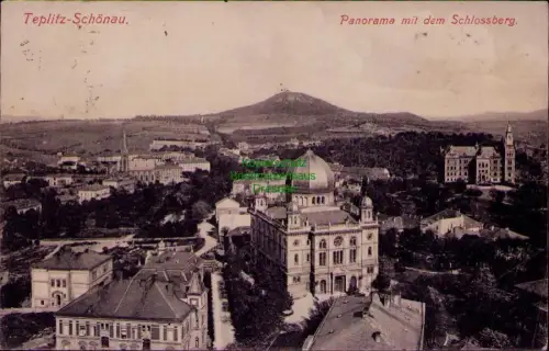 194123 AK Teplitz-Schönau um 1910 Panorama mit dem Schlossberg Synagoge  Mark