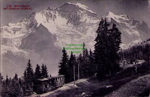 194288 AK 236 Mürrenbahn mit Jungfrau (4166 m) um 1910 EDITION PHOTOGLOB CO. ZÜR