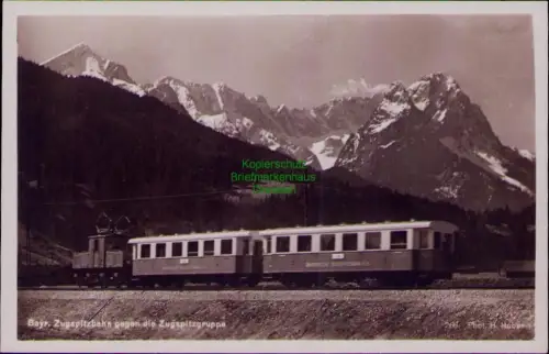 194290 AK Bayr. Zugspitzbahn gegen die Zugspitzgruppe  um 1930 266 Phot. H. Hube