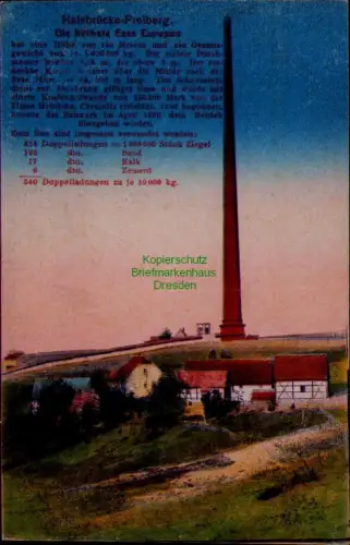 194292 AK Halsbrücke Freiberg um 1920 Die höchste Esse Europas 1080 000 Stück Zi