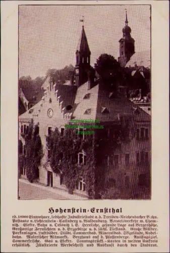 194295 AK Hohenstein Ernstthal um 1920 Erbekarte der Stadt Stadtrat rd. 18000 Ei