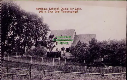 194306 AK Forsthaus Lahnhof Quelle der Lahn 1914 Nenkersdorf Netphen 565 m über
